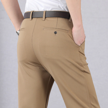 Stretch Loose Fit Pants with Elastic Waist and Pockets for Men