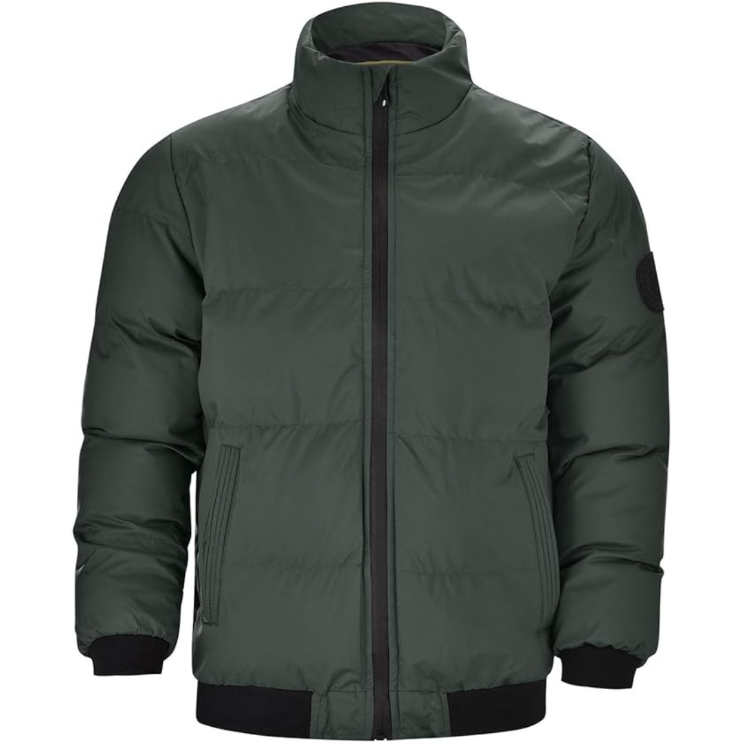 Black Down Insulated Zip Front Jacket for Men | Winter Outerwear