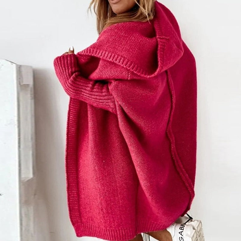 Women’s Cardigan | Long Length with Hood and Open Front Design