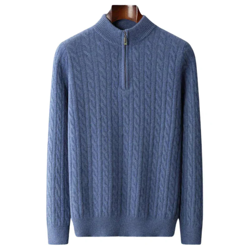 Men's Knitted Sweater | Short Zip Cable Knit