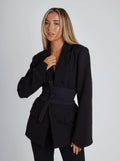 Belted Waist Fitted Blazer for Women | Structured Formal Occasion Jacket