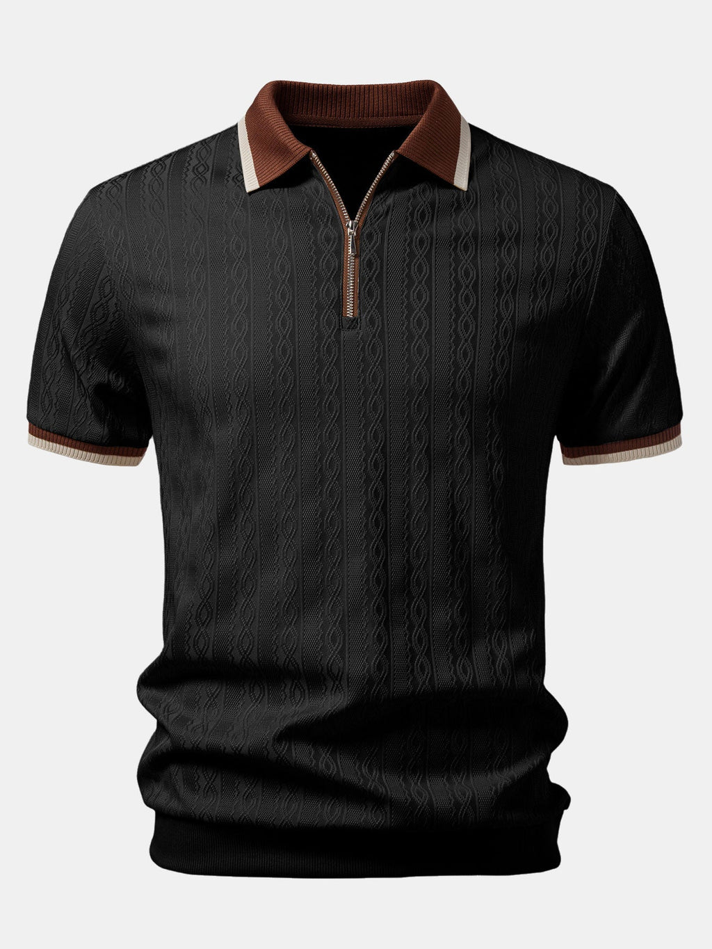 Textured Knit Quarter Zip Polo Shirt for Men | Tailored Fit