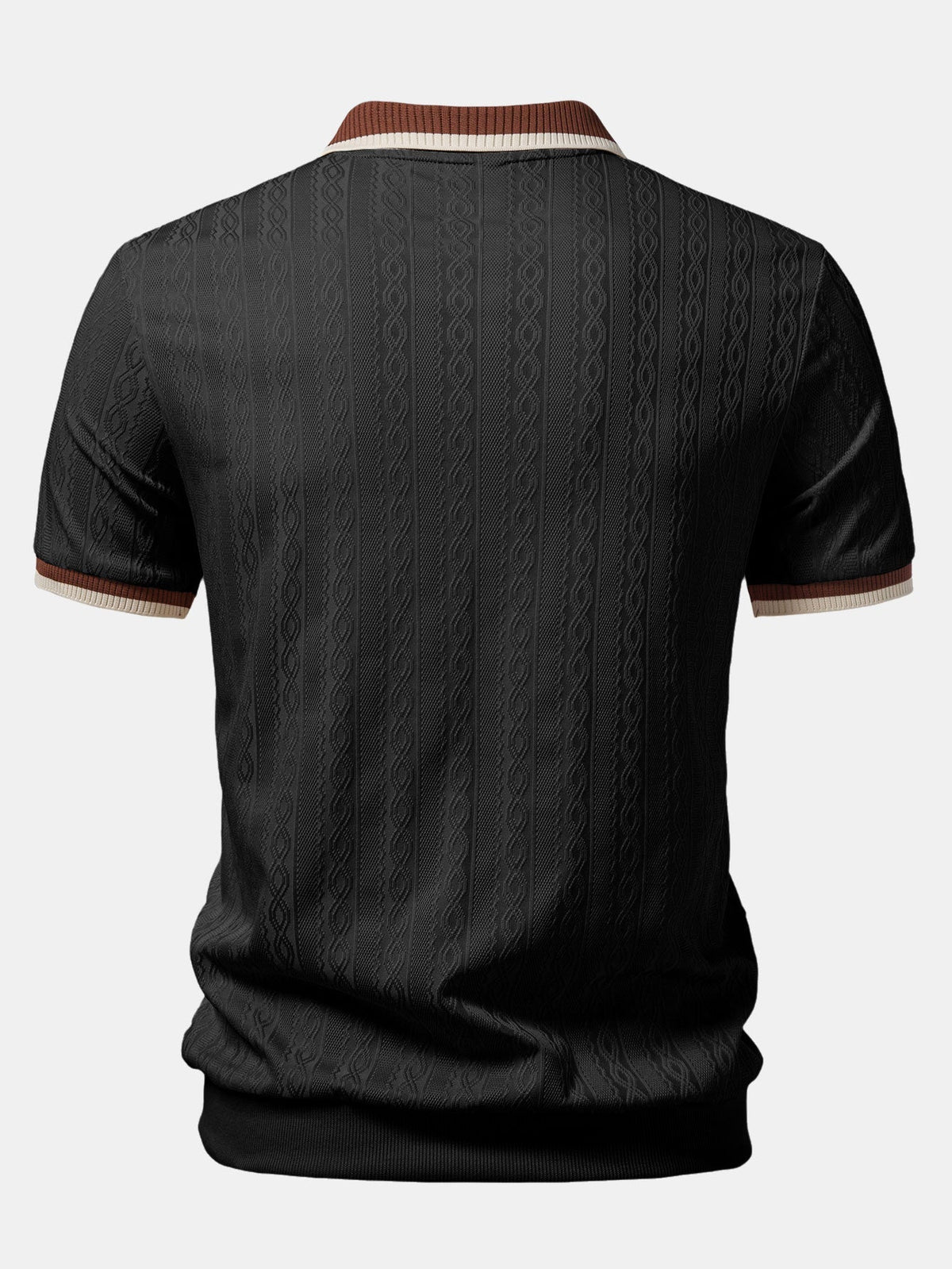 Textured Knit Quarter Zip Polo Shirt for Men | Tailored Fit
