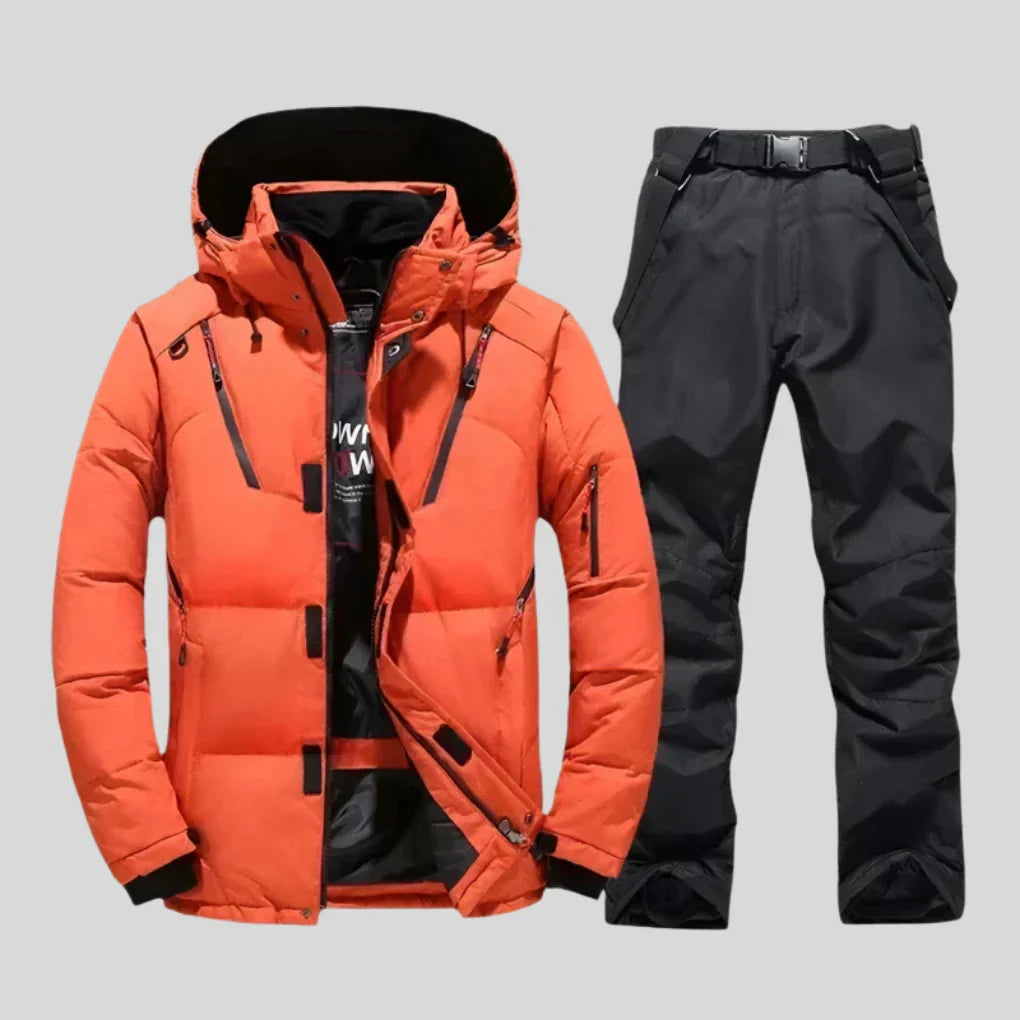Waterproof Regular Fit Two Piece Ski Suit with Jacket and Pants for Men