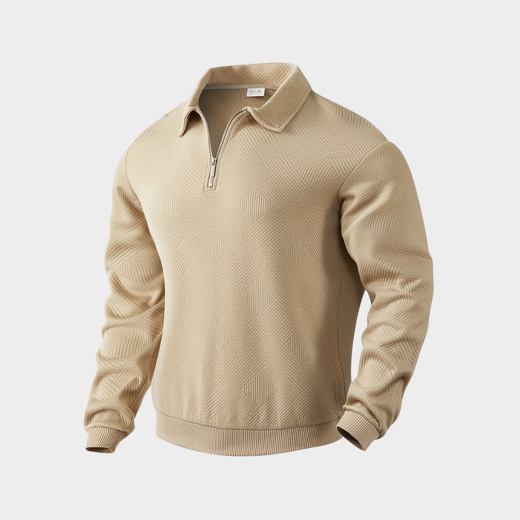 Geometric Knit Quarter Zip Turtleneck Sweater for Men | Everyday Wear