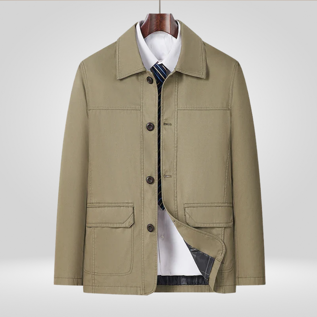 Men's Jacket | Loose Fit with Button Closure for Autumn and Spring