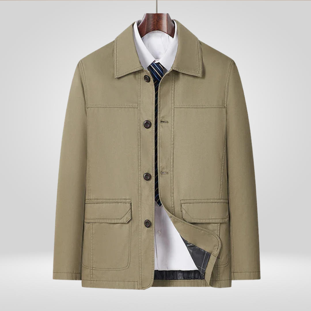 Men's Jacket | Loose Fit with Button Closure for Autumn and Spring