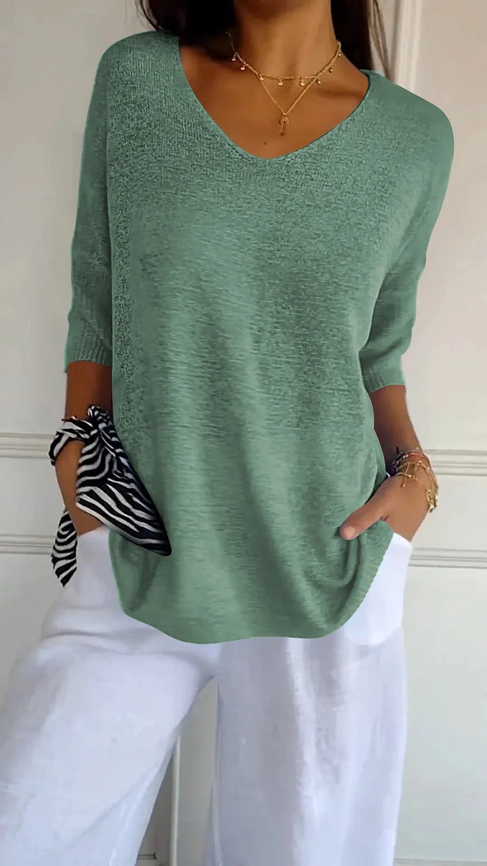 Women's Knit Top with V-Neck | Comfortable