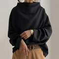 Black Turtleneck Long Sleeve Fitted Knit Sweater for Women | Office Wear