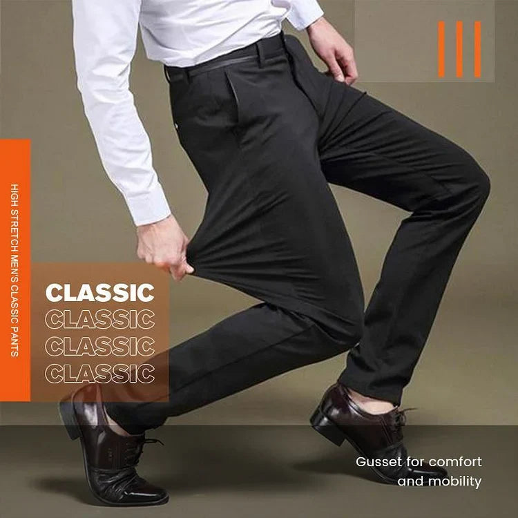 Stretch Loose Fit Pants with Elastic Waist and Pockets for Men
