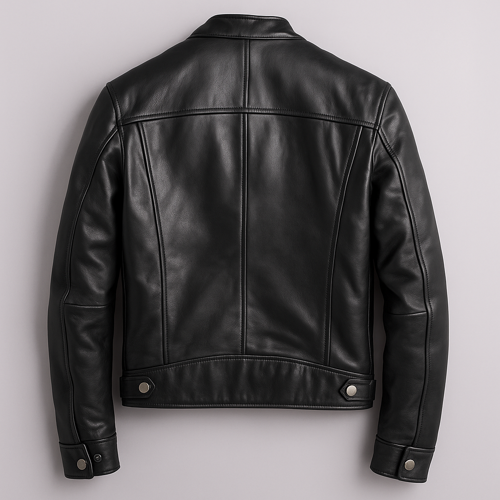 Brown Leather Jacket with Zip Closure for Men | Casual Outerwear Collection