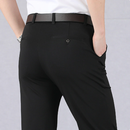 Stretch Loose Fit Pants with Elastic Waist and Pockets for Men