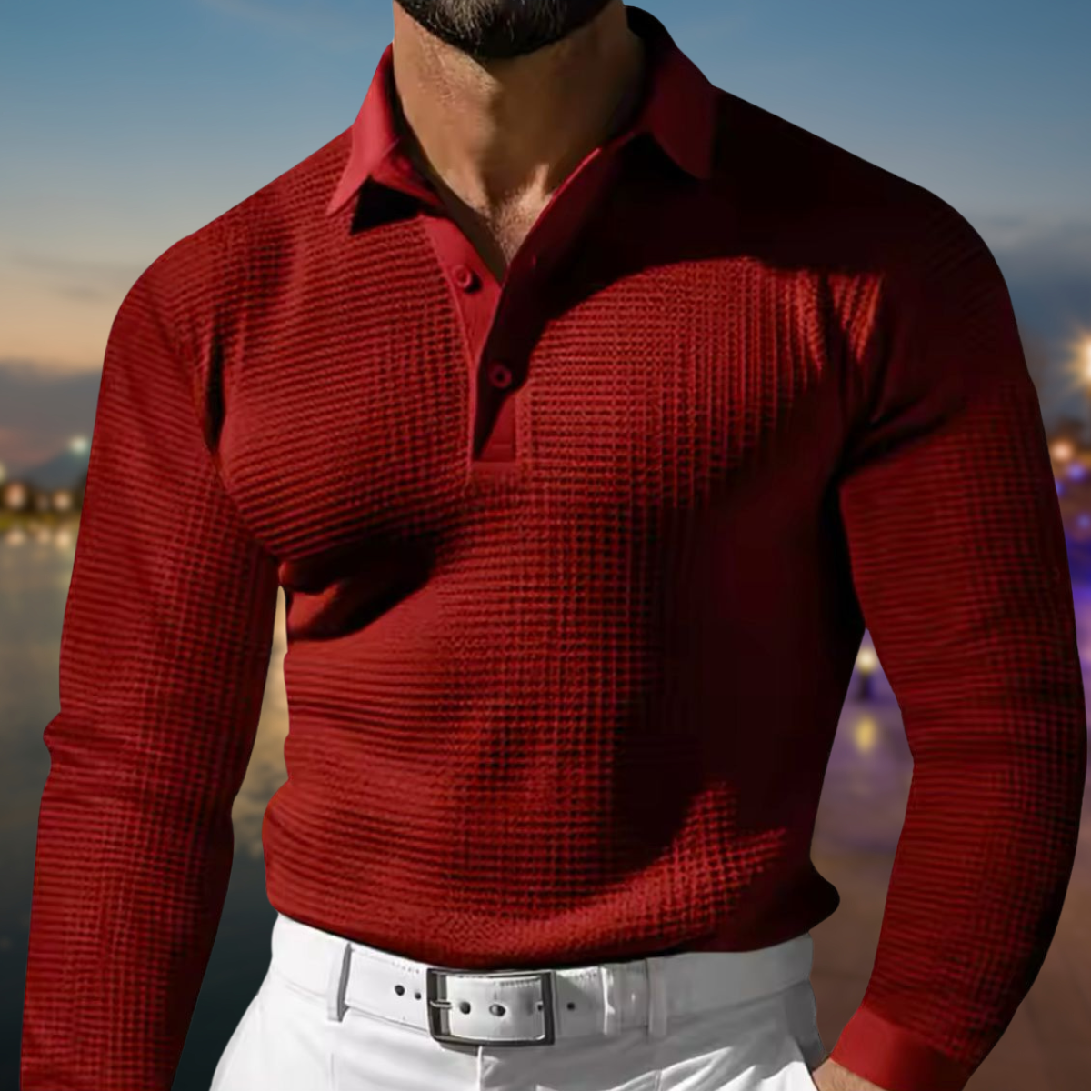 Men's Polo Sweater | Knitted with Collar and Long Sleeves