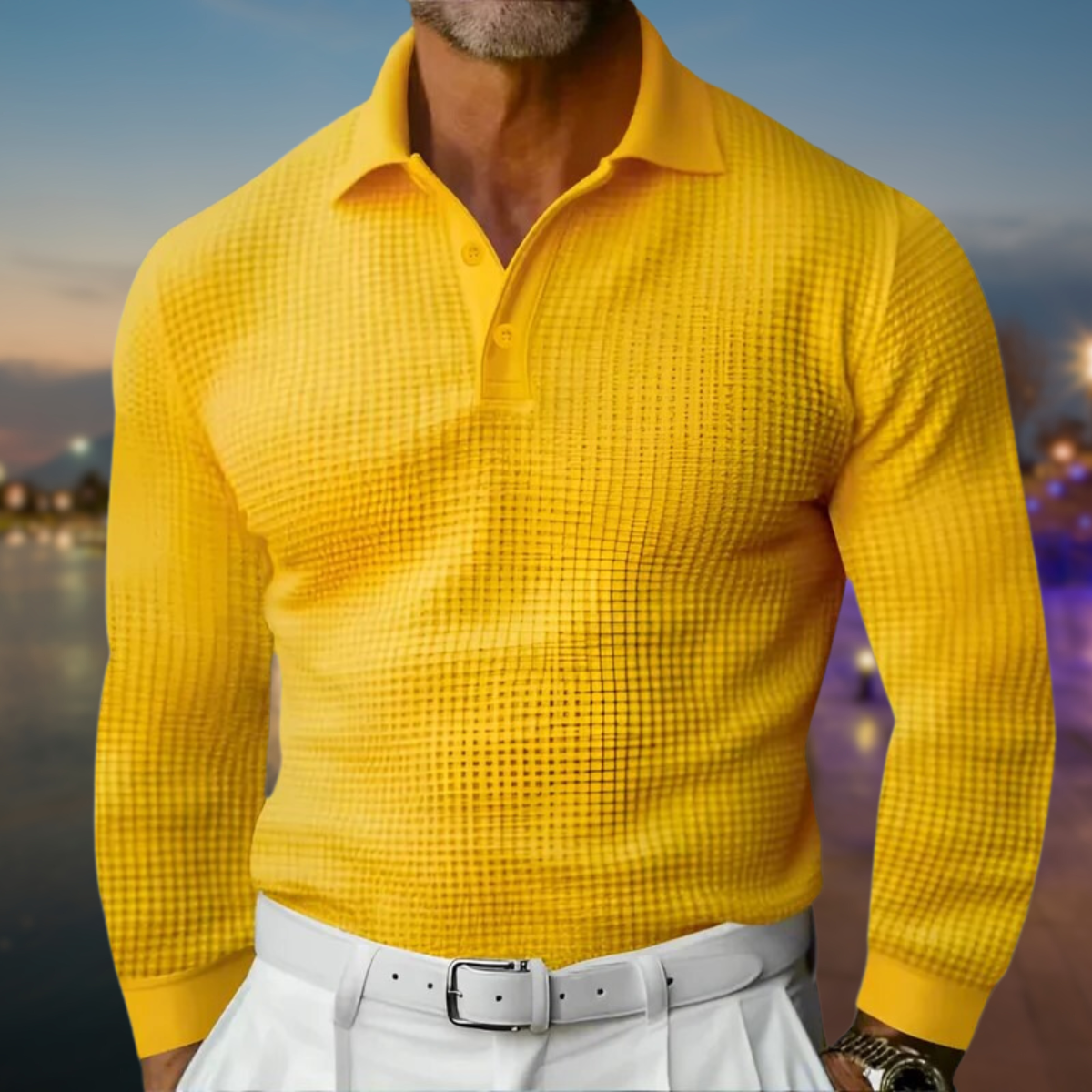 Men's Polo Sweater | Knitted with Collar and Long Sleeves