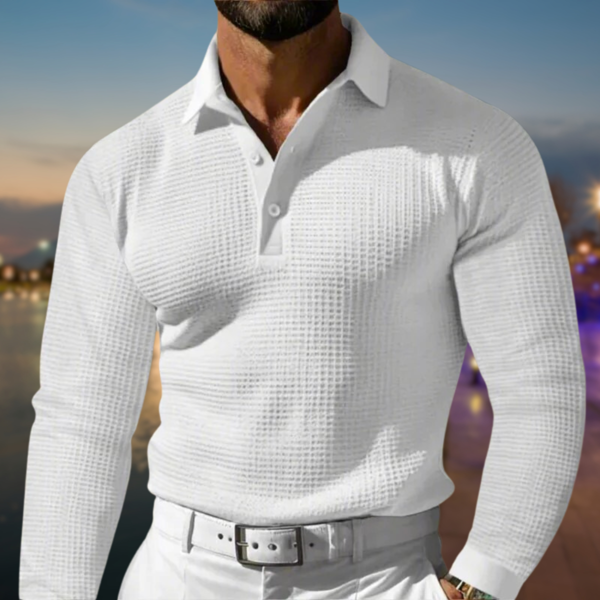 Men's Polo Sweater | Knitted with Collar and Long Sleeves