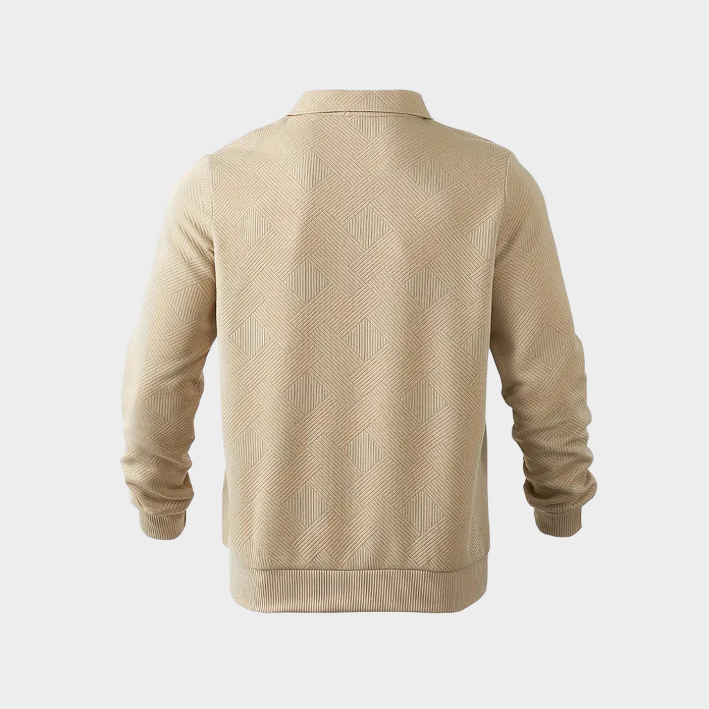 Geometric Knit Quarter Zip Turtleneck Sweater for Men | Everyday Wear