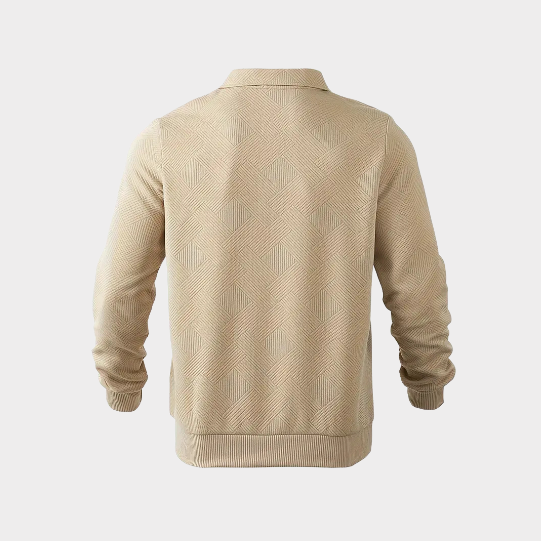 Geometric Knit Quarter Zip Turtleneck Sweater for Men | Everyday Wear