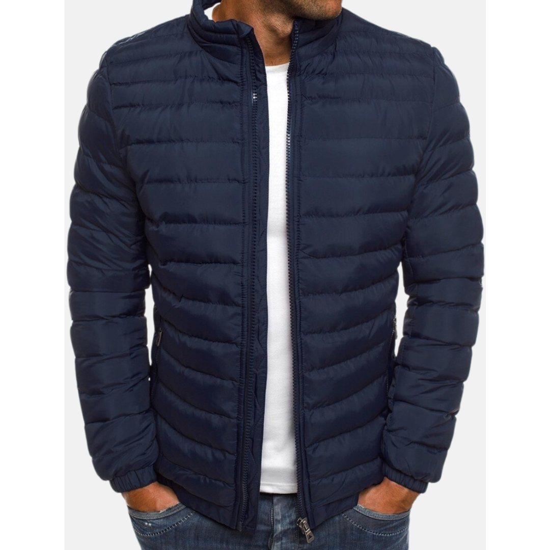 Padded Warm Winter Jacket with Pockets and Closures for Men | Cold Weather