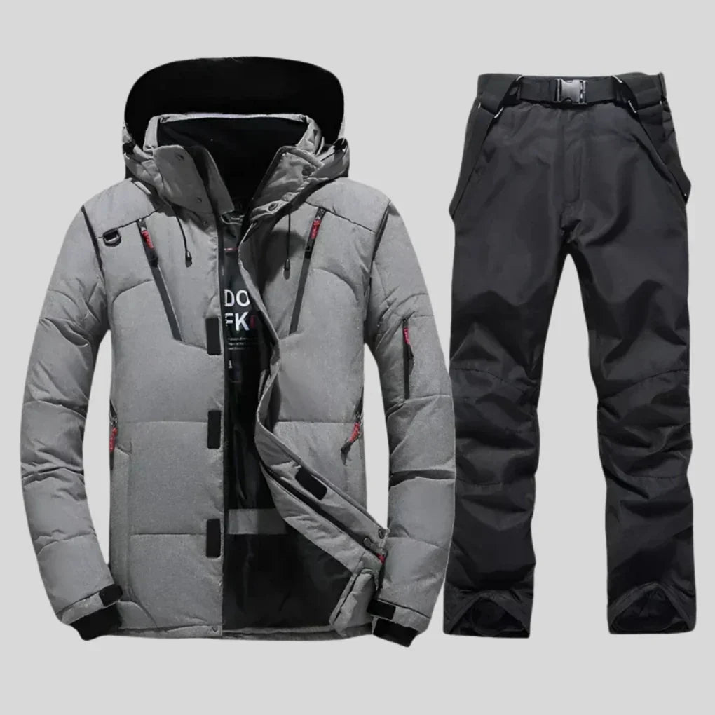 Waterproof Regular Fit Two Piece Ski Suit with Jacket and Pants for Men