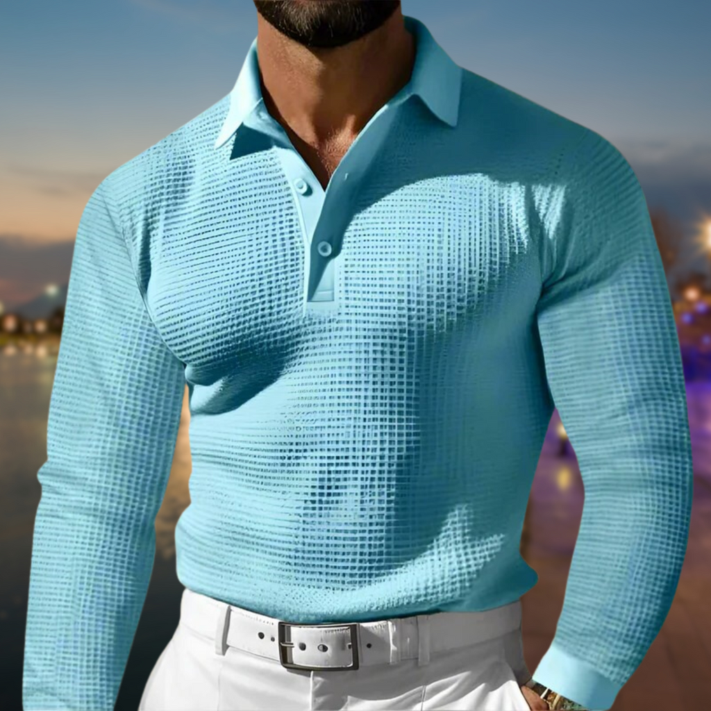 Men's Polo Sweater | Knitted with Collar and Long Sleeves