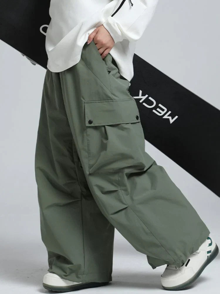 Baggy Loose Fit Cargo Snowboard Pants for Men | Winter Sports Multi Pocket