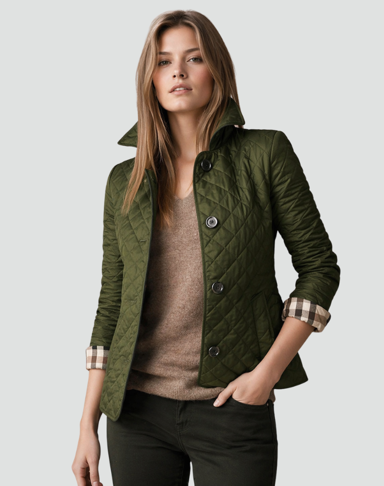 Quilted Button Front Lightweight Jacket for Women | Mid Season Outerwear