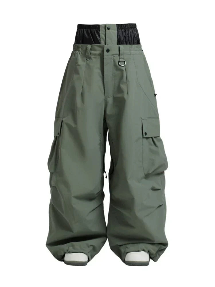 Baggy Loose Fit Cargo Snowboard Pants for Men | Winter Sports Multi Pocket