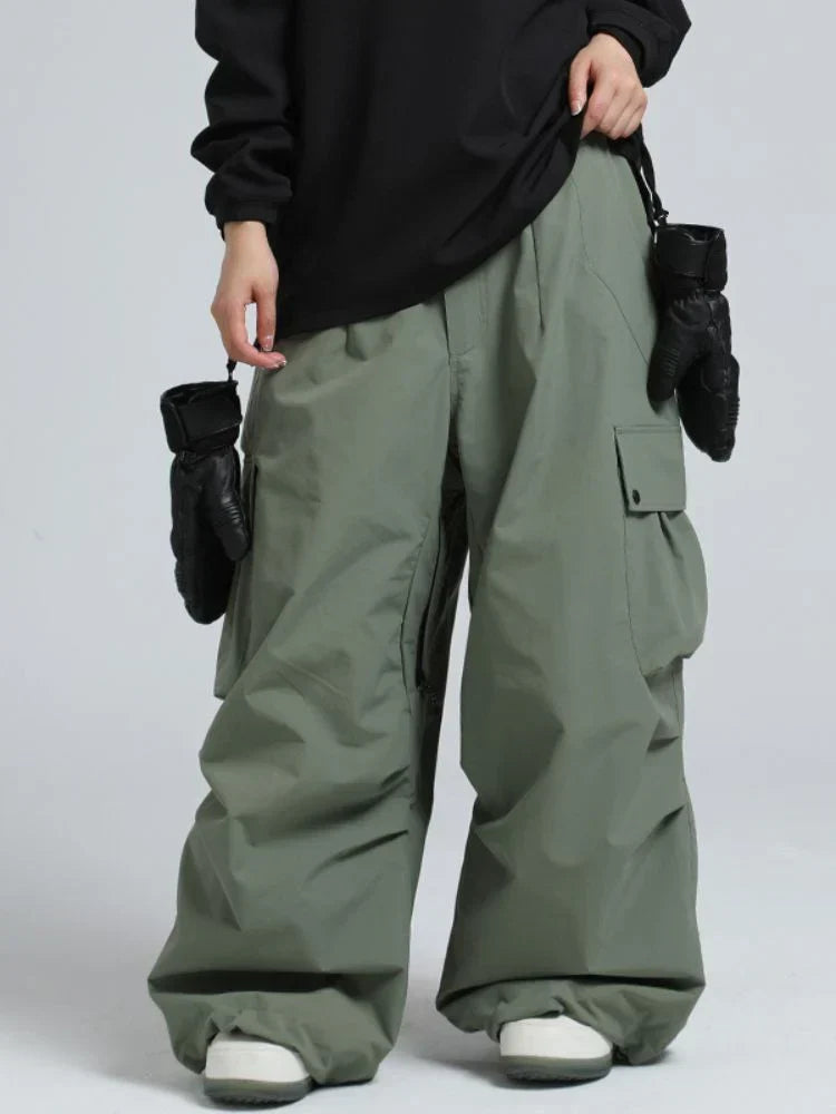 Baggy Loose Fit Cargo Snowboard Pants for Men | Winter Sports Multi Pocket