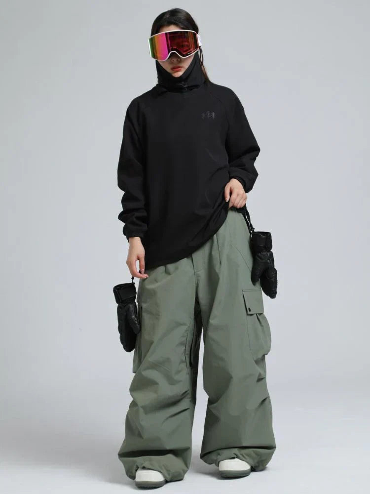 Baggy Loose Fit Cargo Snowboard Pants for Men | Winter Sports Multi Pocket
