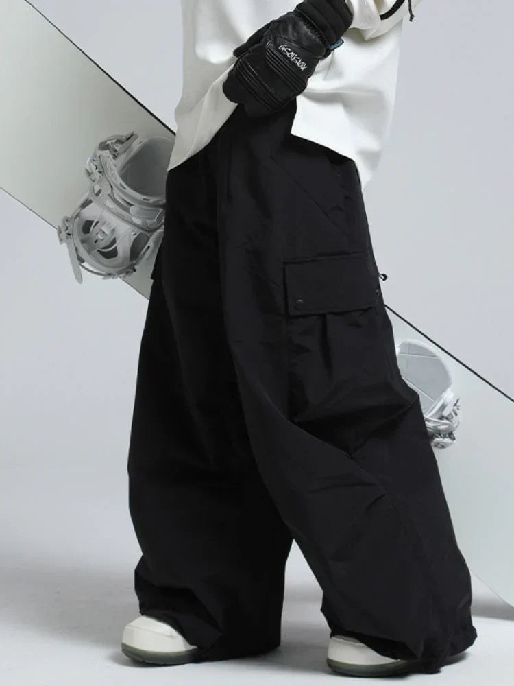 Baggy Loose Fit Cargo Snowboard Pants for Men | Winter Sports Multi Pocket