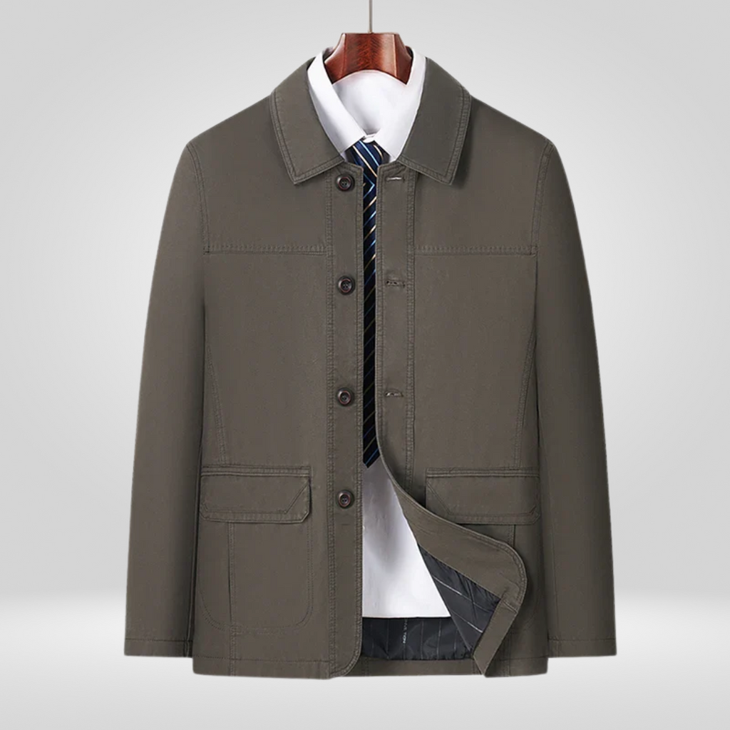 Men's Jacket | Loose Fit with Button Closure for Autumn and Spring