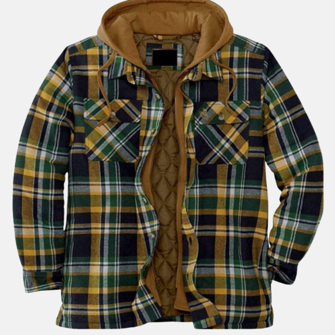 Quilted Shirt Collar Button Front Jacket for Men | Transitional Wear