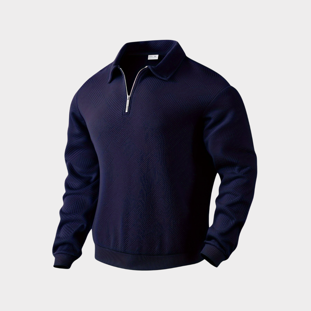 Geometric Knit Quarter Zip Turtleneck Sweater for Men | Everyday Wear