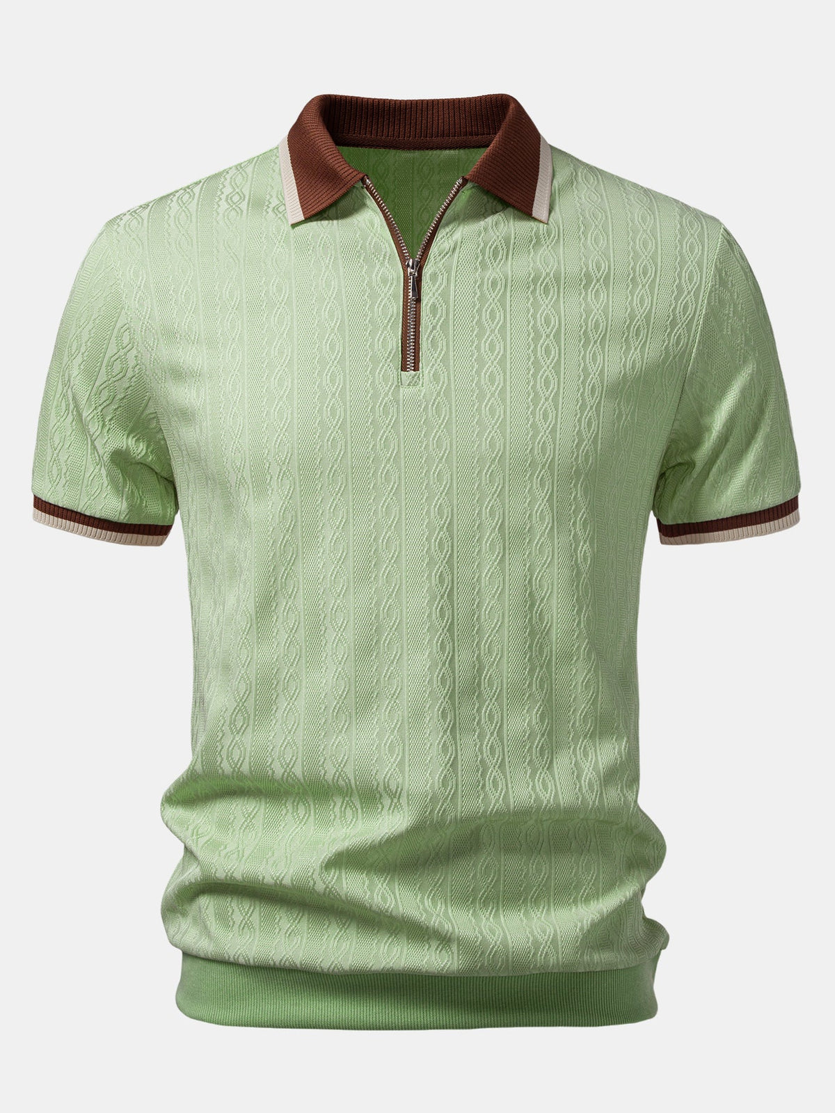 Textured Knit Quarter Zip Polo Shirt for Men | Tailored Fit