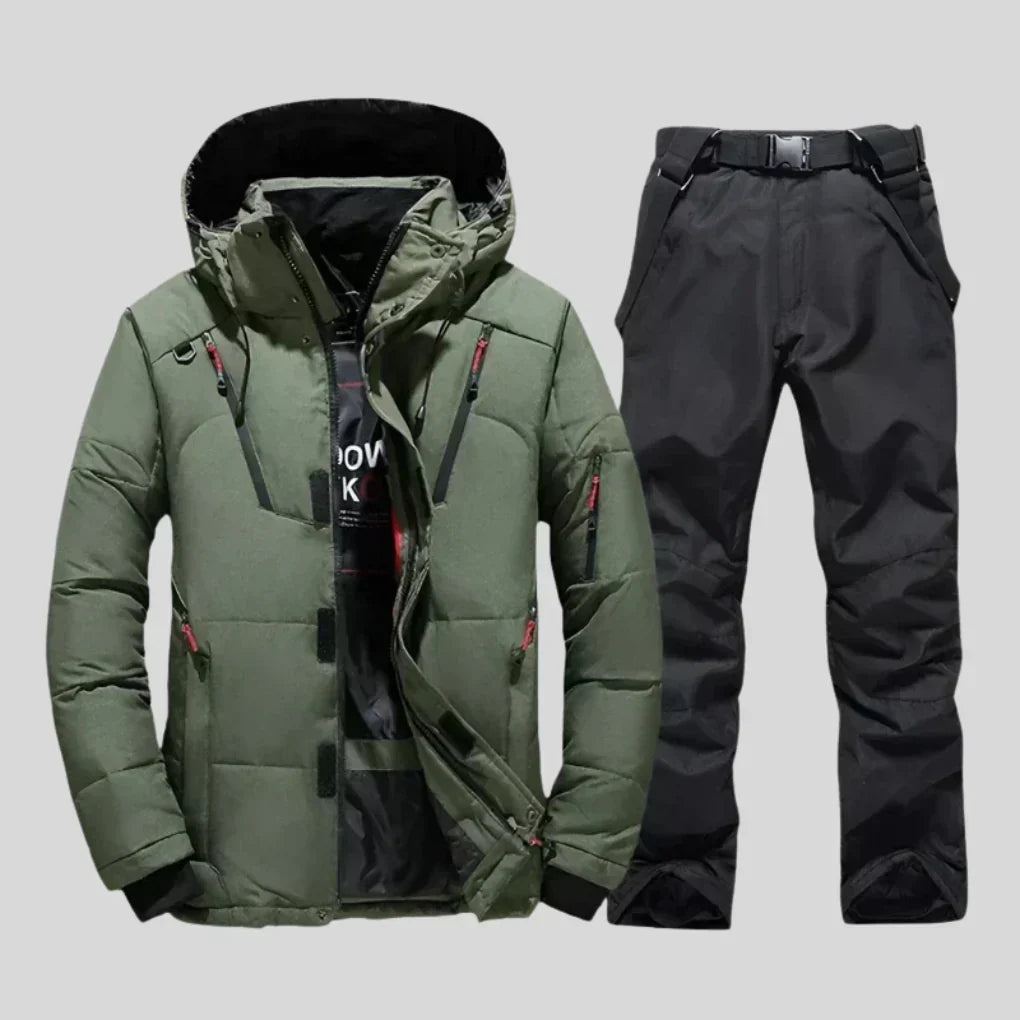 Waterproof Regular Fit Two Piece Ski Suit with Jacket and Pants for Men