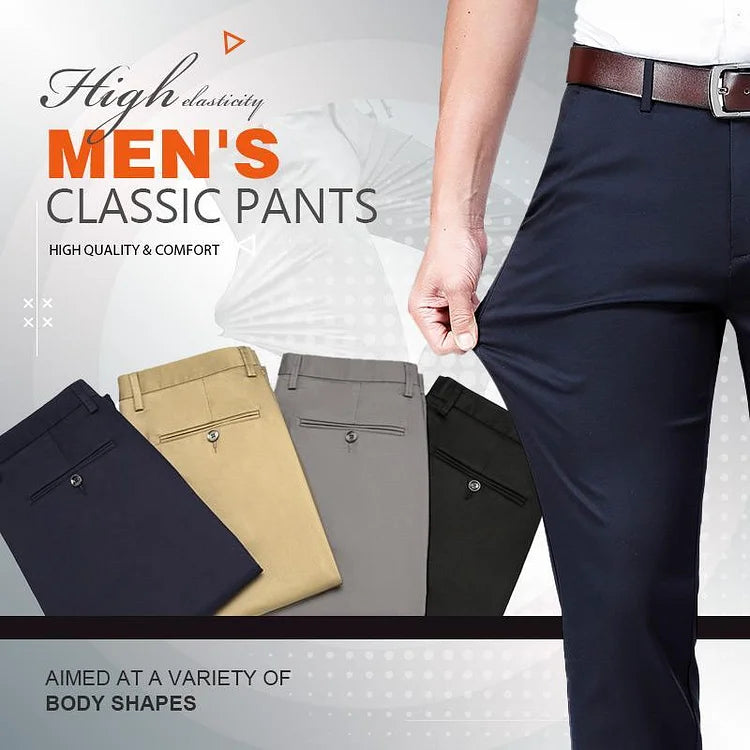 Stretch Loose Fit Pants with Elastic Waist and Pockets for Men