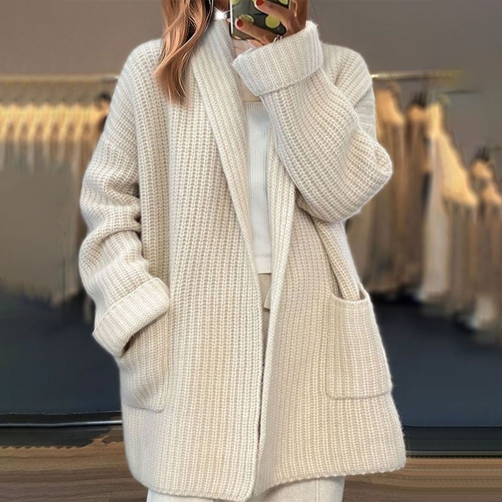 Women’s Cardigan | Long Textured Form with Long Sleeves and Style