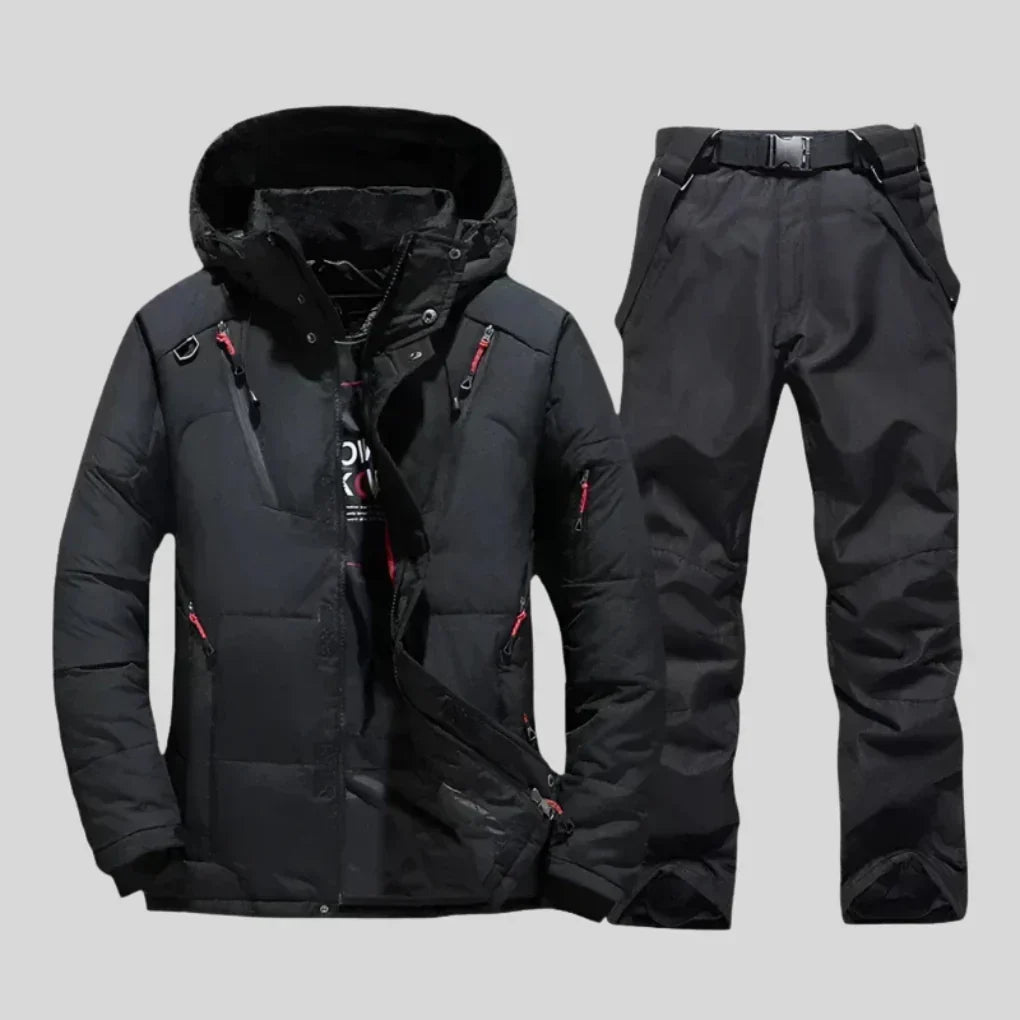 Waterproof Regular Fit Two Piece Ski Suit with Jacket and Pants for Men
