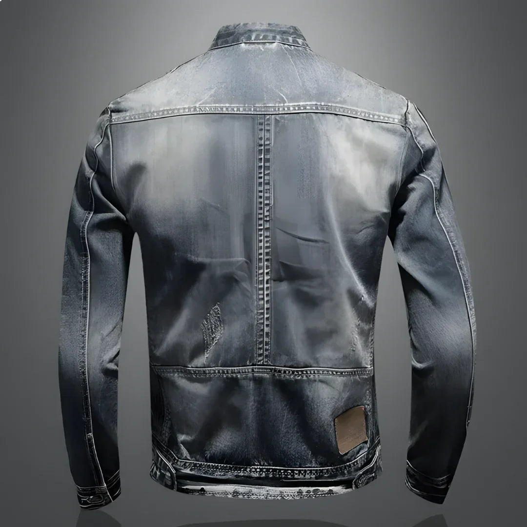Gray Slim Fit Zip Front Collared Jacket for Men | Casual Evening Wear