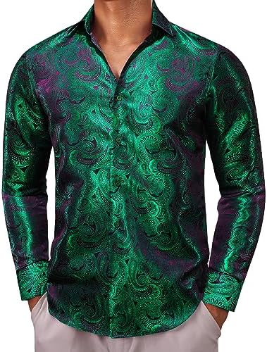 Paisley Jacquard Long Sleeve Button Front Shirt for Men | Wedding and Evening