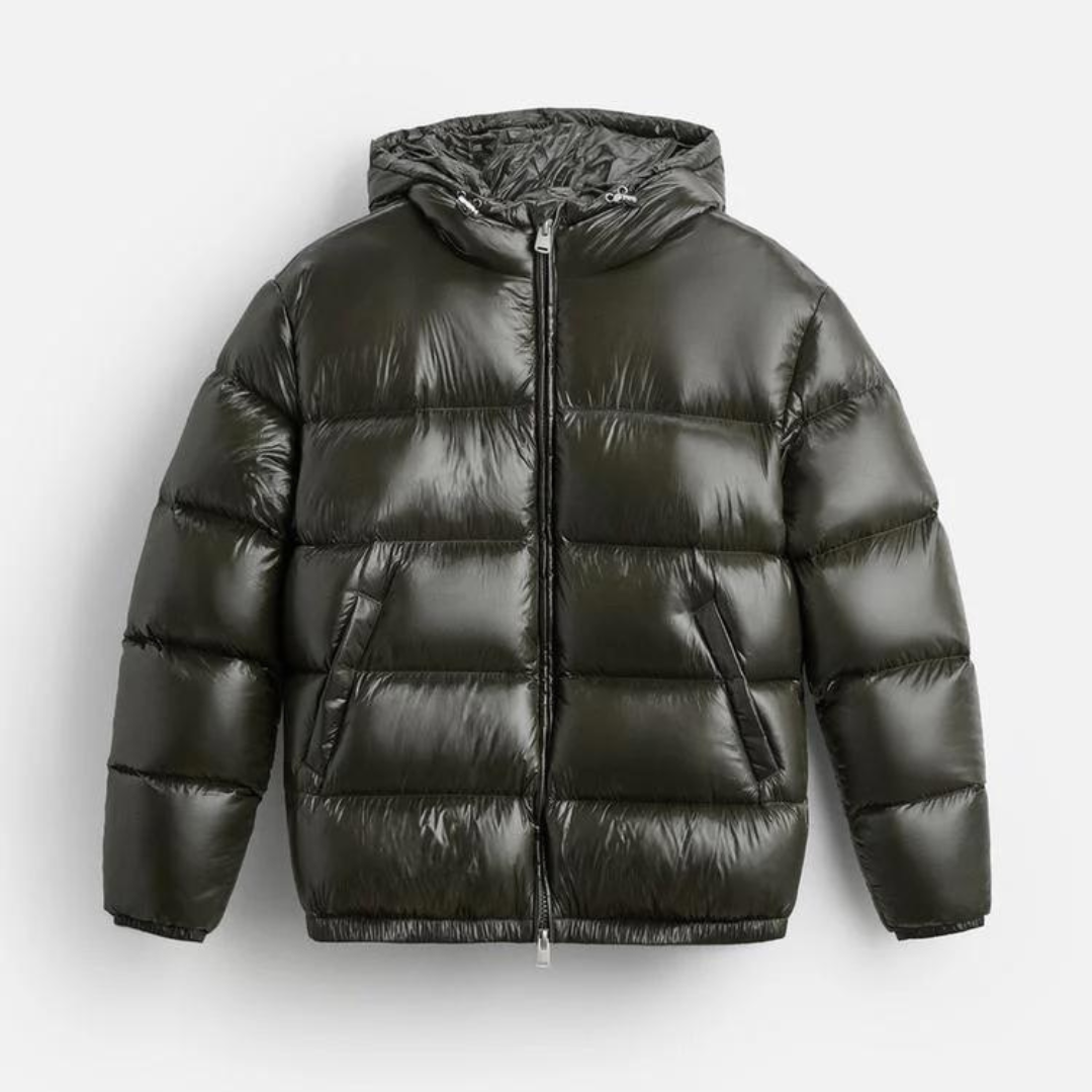 Men's Jacket | Quilted Puffer with Hood in Loose Fit
