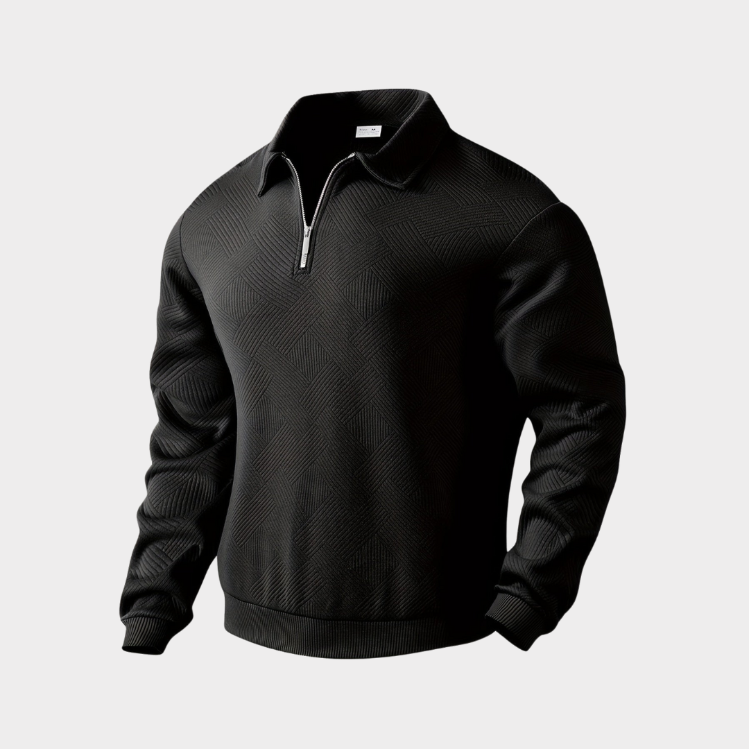 Geometric Knit Quarter Zip Turtleneck Sweater for Men | Everyday Wear