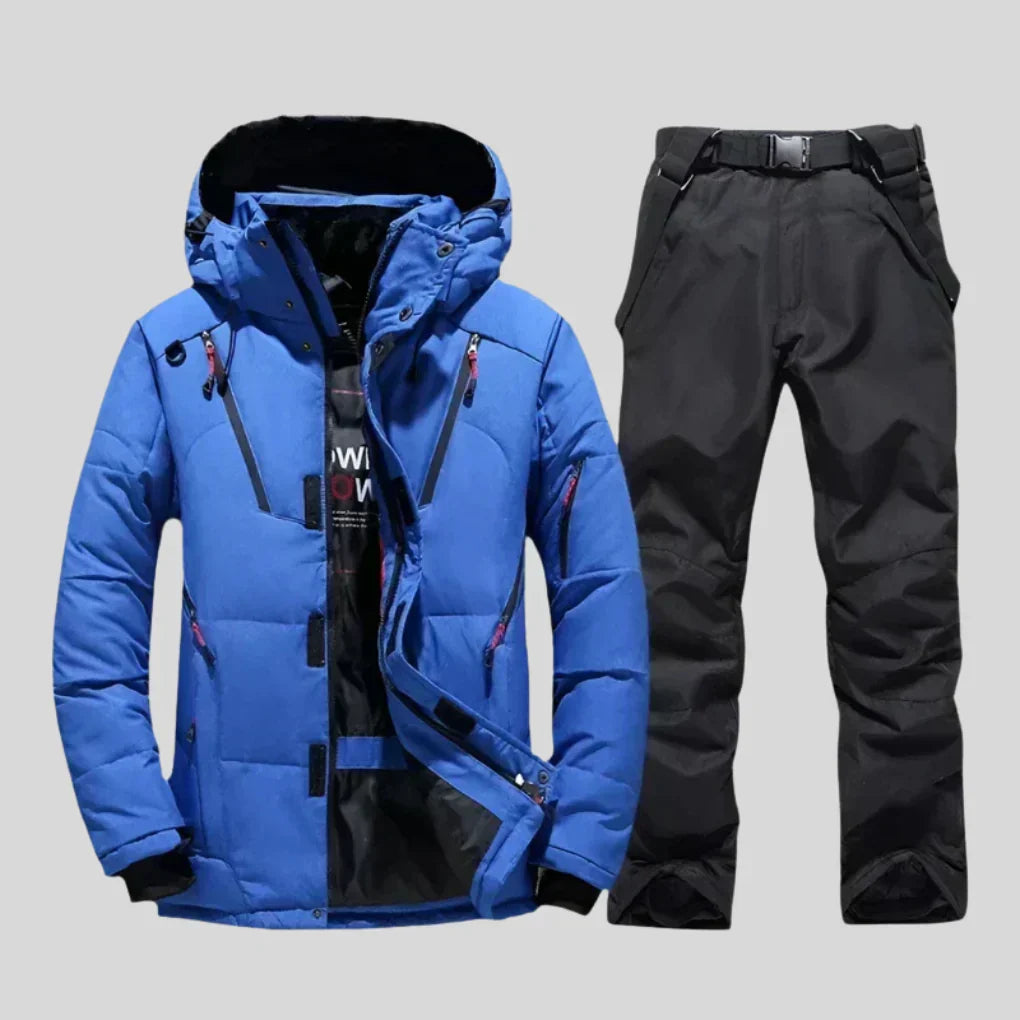 Waterproof Regular Fit Two Piece Ski Suit with Jacket and Pants for Men