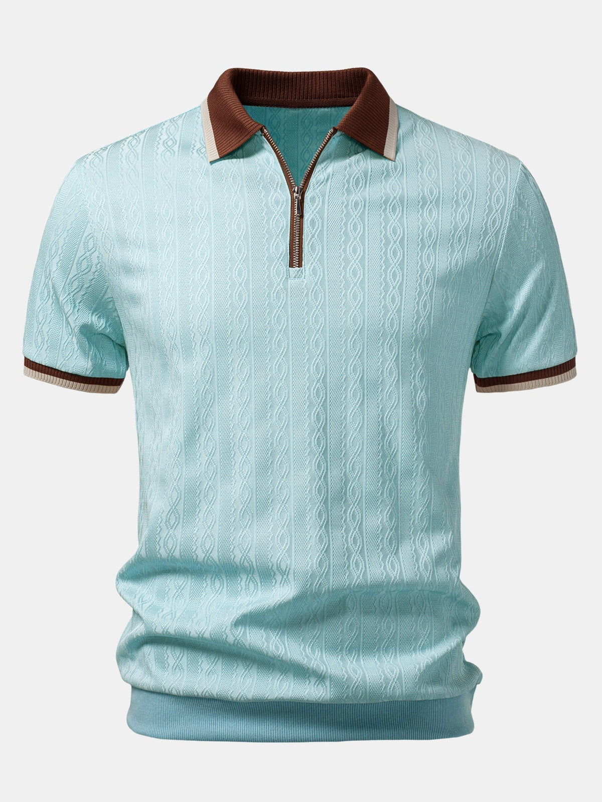Textured Knit Quarter Zip Polo Shirt for Men | Tailored Fit