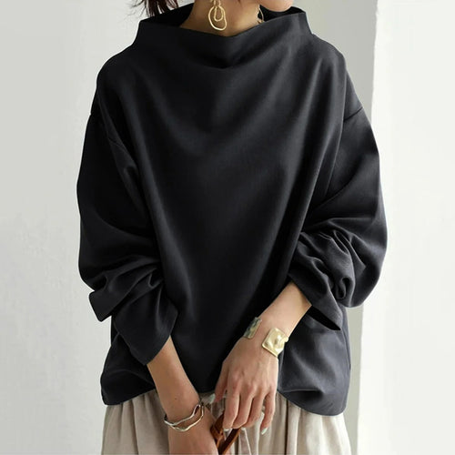 Black Women's Turtleneck | Classic Long Sleeve Sweater