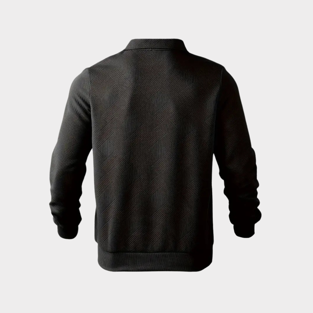 Geometric Knit Quarter Zip Turtleneck Sweater for Men | Everyday Wear