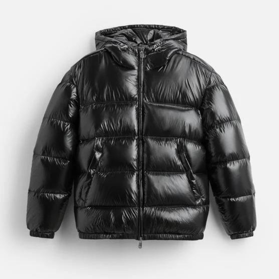 Men's Jacket | Quilted Puffer with Hood in Loose Fit