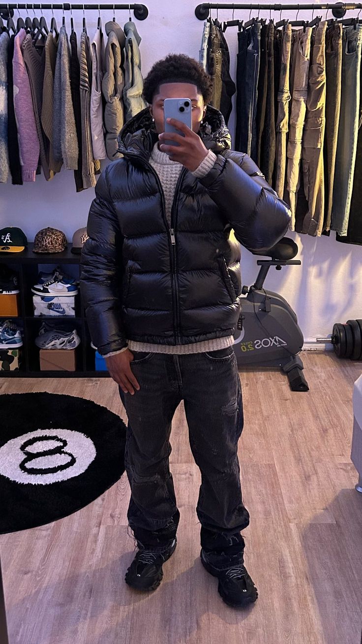 Men's Winter Quilted Jacket | High Hood, Collar, and Pockets