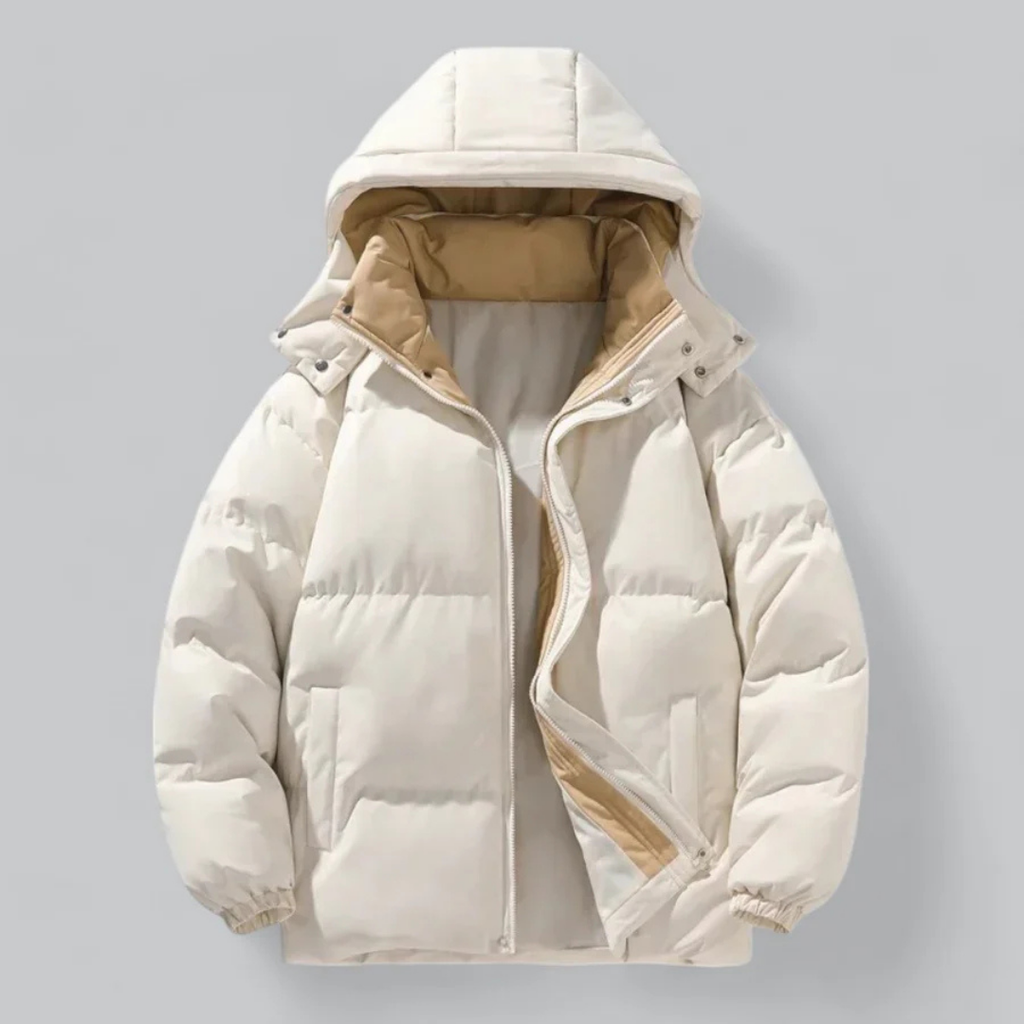 Men's Quilted Jacket with Hood | Long Sleeve for Winter Use