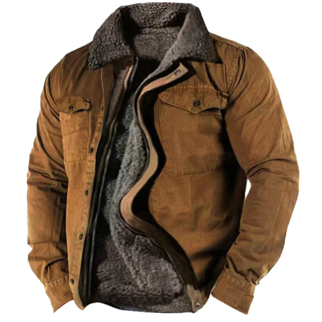 Men's Winter Jacket | Button Closure Long Sleeve Winter Clothing
